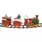   Home TRN02 kisvasút készlet, beltéri kivitel, sárga LED fénnyel, 1 mozdony + 2 vagon, kör alakú vasúti pálya