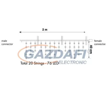 TRONIX 007-008 PS230 Jégcsap fényfüggöny, 2x0,4m , fekete vezetékkel, 3000K WW