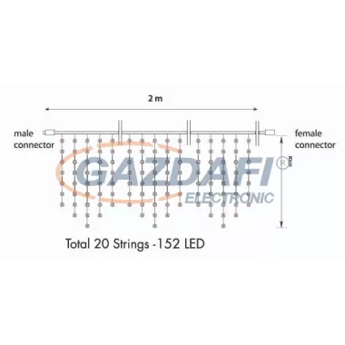 TRONIX 007-050 PS230 Jégcsap fényfüggöny, 2x0,8m, fekete vezetékkel, 6500K CW