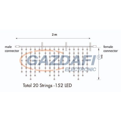   TRONIX 007-050 PS230 Jégcsap fényfüggöny, 2x0,8m, fekete vezetékkel, 6500K CW