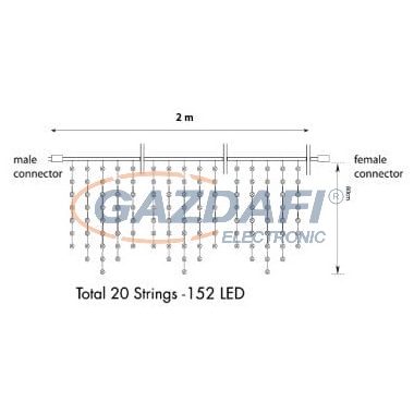 TRONIX 007-051 PS230 Jégcsap fényfüggöny, 2x0,8m, fehér vezetékkel, 2400K, WW+