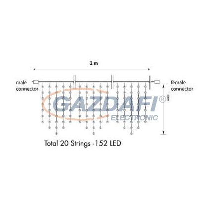   TRONIX 007-051 PS230 Jégcsap fényfüggöny, 2x0,8m, fehér vezetékkel, 2400K, WW+