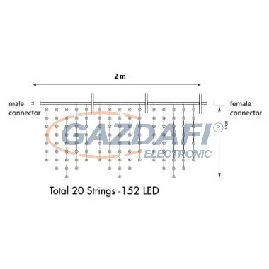 TRONIX 007-053 PS230 Jégcsap fényfüggöny, 2x0,8m, fekete vezetékkel, 3000K, WW & TW WW
