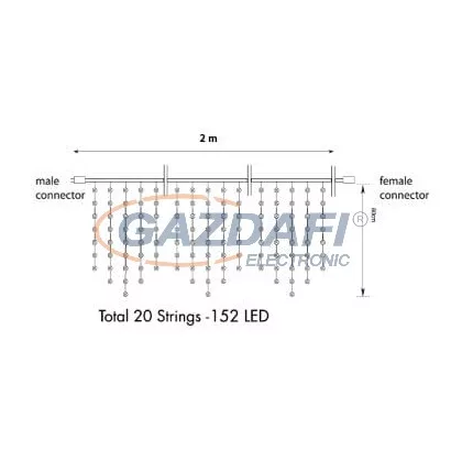   TRONIX 007-058 PS230 Jégcsap fényfüggöny, 2x0,8m, fehér vezetékkel, 3000K, WW