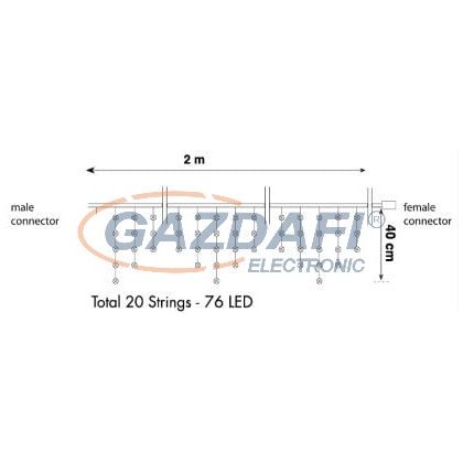   TRONIX 007-140 PS230 Jégcsap fényfüggöny, 2x0,4m, fehér vezetékkel, 6500K, CW