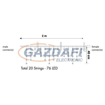   TRONIX 007-141 PS230 Jégcsap fényfüggöny, 2x0,4m, fekete vezetékkel, 6500K, CW