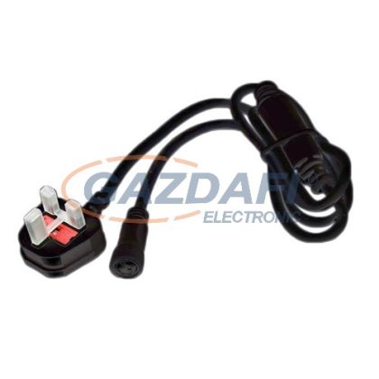   TRONIX 010-015 angol hálózati csatlakozókábel fényfüggönyhöz, fekete, IP44, 1.5m, max. 6000 LED-hez
