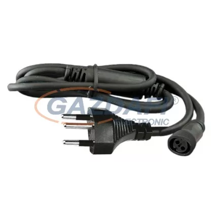   TRONIX 010-017 svájci hálózati csatlakozókábel fényfüggönyhöz, fekete, IP44, 1.5m, max. 6000 LED-hez