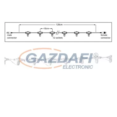 TRONIX 010-105 fő kábel fényfüggönyhöz, 12 szálas, 120 cm, fehér, IP44