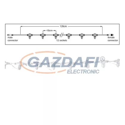   TRONIX 010-105 fő kábel fényfüggönyhöz, 12 szálas, 120 cm, fehér, IP44