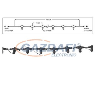 TRONIX 010-106 fő kábel fényfüggönyhöz, 12 szálas, 120 cm, fekete, IP44