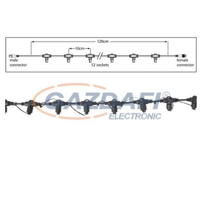   TRONIX 010-106 fő kábel fényfüggönyhöz, 12 szálas, 120 cm, fekete, IP44