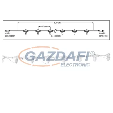 TRONIX 010-107 fő kábel fényfüggönyhöz, 24 szálas, 240 cm, fehér, IP44
