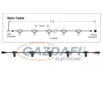   TRONIX 010-115 fő kábel fényfüggönyhöz, 5 szálas, 500 cm, fekete, IP44