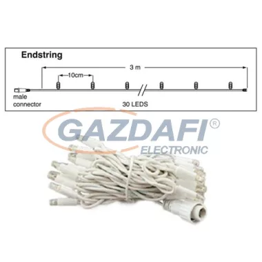 TRONIX 010-128 LED zárószál fényfüggönyhöz, 3 m, 30 LED, fehér kábel, meleg fehér fény, IP44