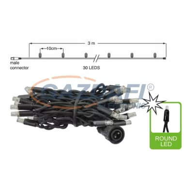 TRONIX 011-124 PS230 Végelem, 3m, fehér vezetékkel, 2400K WW+