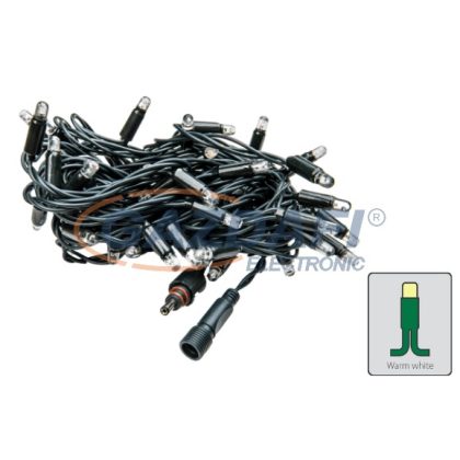   TRONIX 016-009 PS24 Fényfüzér, 6m, zöld vezetékkel, 2400K, WW+