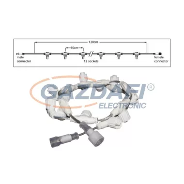 TRONIX 018-050 PS36 Főkábel, 1,2 m, 12 db foglalattal, átlátszó