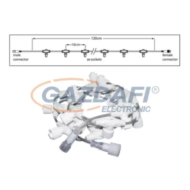 TRONIX 018-052 PS36 Főkábel, 2,4 m, 24 foglalattal, átlátszó