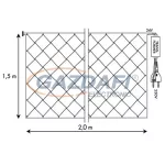   TRONIX 033-008 LED-es fényfüggöny, 2x1.5 m, 156 LED, zöld kábel, meleg fehér fény, IP44