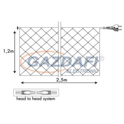   TRONIX 033-028 LED-es fényfüggöny, 2.5x1.2 m, 406 LED, fekete kábel, meleg fehér fény, IP44