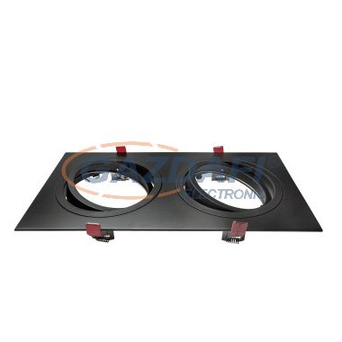 TRONIX 148-038 Spot lámpatest 2-es süllyesztett szögletes üres állítható 355x180mm IP20 fekete AR111