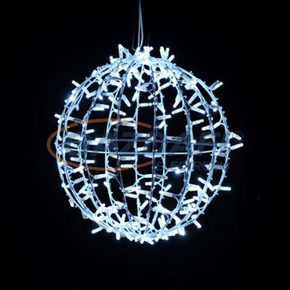   TRONIX 571-001 LED kültéri dekorációs gömb, fehér festett acél, 8W, ø30cm, 100 LED, IP44, hideg fehér