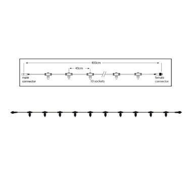 Tronix 018-036 PS36 fekete kábel 10 foglalattal 4m