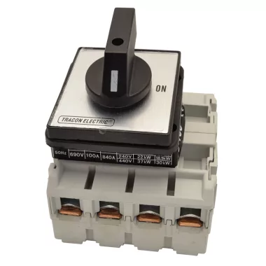 TRACON TS-10/4 Szakaszoló kapcsoló 400V, 50Hz, 100A, 4P, 30kW, 88×88mm