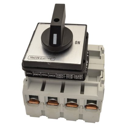   TRACON TS-10/4 Szakaszoló kapcsoló 400V, 50Hz, 100A, 4P, 30kW, 88×88mm