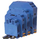   TRACON TSKA50-K Nullavezető ipari sorozatkapocs, csavaros, sínre, kék 16-50mm2, 1000VAC, 150A
