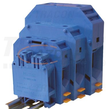 TRACON TSKA95-K Nullavezető ipari sorozatkapocs, csavaros, sínre, kék 25-95mm2, 1000VAC, 232A