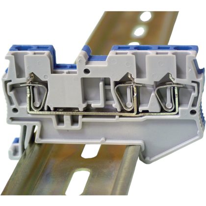   TRACON TSKB1/3 Háromkapcsos ipari sorozatkapocs, rugós, sínre, szürke 0,14-1,5mm2, 500VAC, 17,5A