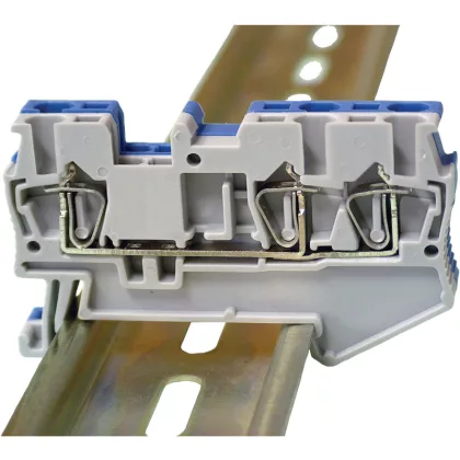   TRACON TSKB1/3K Háromkapcsos ipari sorozatkapocs, rugós, sínre, kék 0,14-1,5mm2, 500VAC, 17,5A