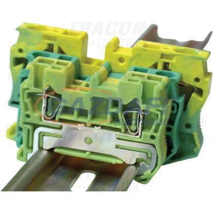   TRACON TSKB1JD/3 Háromkapcsos védővezető sorozatk., rugós, sínre, zöld/sárga 0,14-1,5mm2, 17,5A