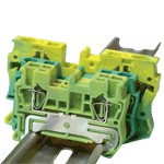   TRACON TSKB4JD Védővezető ipari sorozatkapocs, rugós, sínre, zöld/sárga 0,5-4mm2, 41A