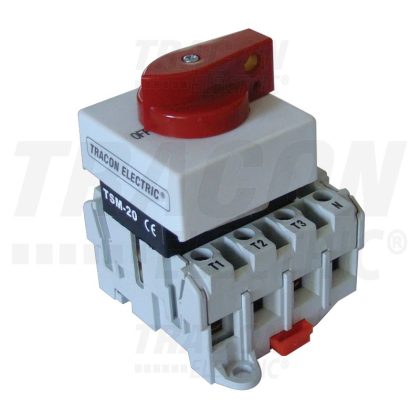   TRACON TSM-20_3 sorolható, lakatolható szakaszoló kapcsoló, 400V, 50Hz, 20A, 3P, 5,5kW, 42x42mm