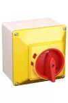 TRACON TSS-63/3TS Tokozott biztonsági lakatolható szakaszoló kapcsoló, sárga 400V, 50Hz, 63A, 3P, 18,5kW, 64×64mm, IP44