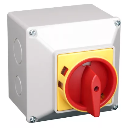   TRACON TSS-63/4T Tokozott biztonsági lakatolható szakaszoló kapcsoló 400V, 50Hz, 63A, 4P, 18,5kW, 64×64mm, IP44