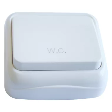 TRACON TTK-04W Falon kívüli nyomókapcsoló WC felirattal (tapétakapcsoló) 10AX/250VAC, IP20 (N101)