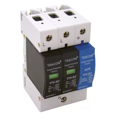 TRACON TTV-BC225-2 Túlfeszültségvédő készülék, 2.-es típus, csillagpontos 25kA, 2+1P