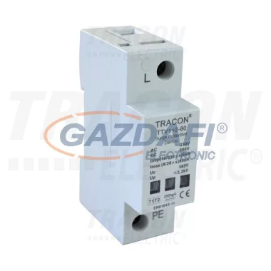 TRACON TTV1-2-80-1P AC/DC túlfeszültség levezető,1+2-es típus, egybeépített