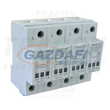 TRACON TTV1-2-80-3P-N-PE AC/DC túlfeszültség levezető, 1+2-es típus, egybeépített