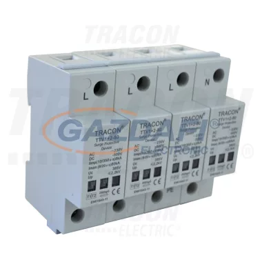 TRACON TTV1+2-80-4P AC/DC túlfeszültség levezető, 1+2-es típus, egybeépített