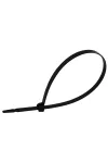 TRACON TU92 UV-álló fémnyelves kábelkötegelő, fekete 92×2,4mm, D=2-16mm, PA6.6