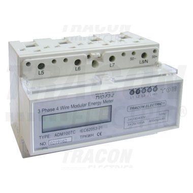 TRACON TVO-F3-2 fogyasztásmérő közvetlen méréshez, LCD, háromfázisú, 400V/20(100)A