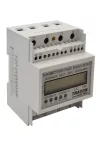 TRACON TVO-F3-4MCT LCD kijelzésű háromfázisú áramváltós fogyasztásmérő, 4 modul 400V / 5 A CT Pd=3W