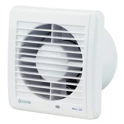   BLAUBERG AERO 125 SH Klasszikus megjelenésű háztartási ventilátor, 125 mm légcsatornához, húzózsinórral, időrelével, páraérzékelővel. Golyóscsapágyas kivitel.