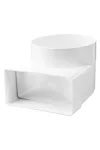 BLAUBERG BlauPlast US-90° 100/204x60 (t/p) Műanyag átalakító idom, könyök, rövid csonkú, idomcsatlakozós, 60*204 mm átmérő, 100 mm keresztmetszet.