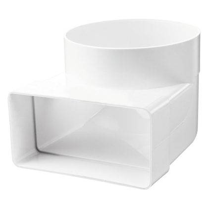   BLAUBERG BlauPlast US-90° 100/110x55 (t/p) Műanyag átalakító idom, könyök, rövid csonkú, idomcsatlakozós, 55*110 mm átmérő, 100 mm keresztmetszet.